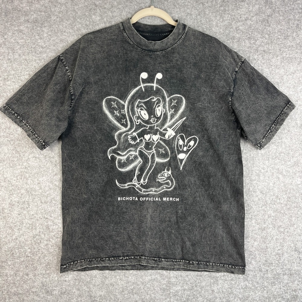 Karol G Bichota Season Official Merch Acid Wash Black T-Shirt Mens Large